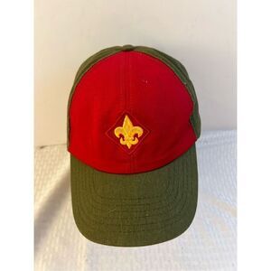 Boy Scouts youth s/m baseball hat cap green red fleur di lis logo( discoloration